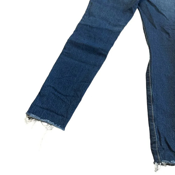 We The Free Free People Dark Wash Jeans Distressed Raw Chewed Hem Size 27 - Picture 9 of 12